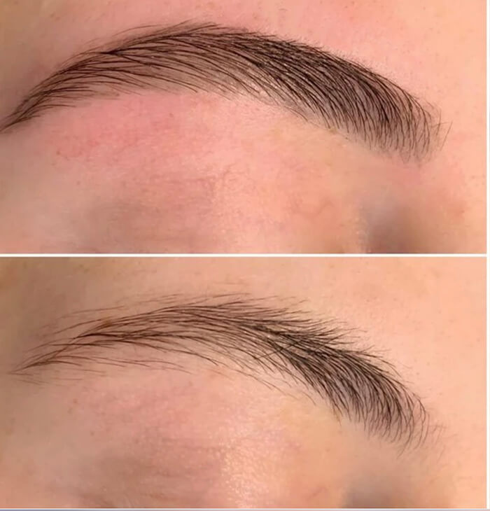 Close-up of shaped and tinted brows