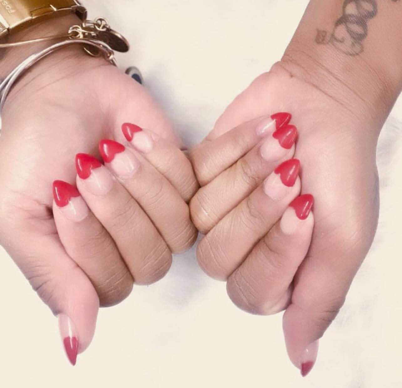 Pink and red nail design